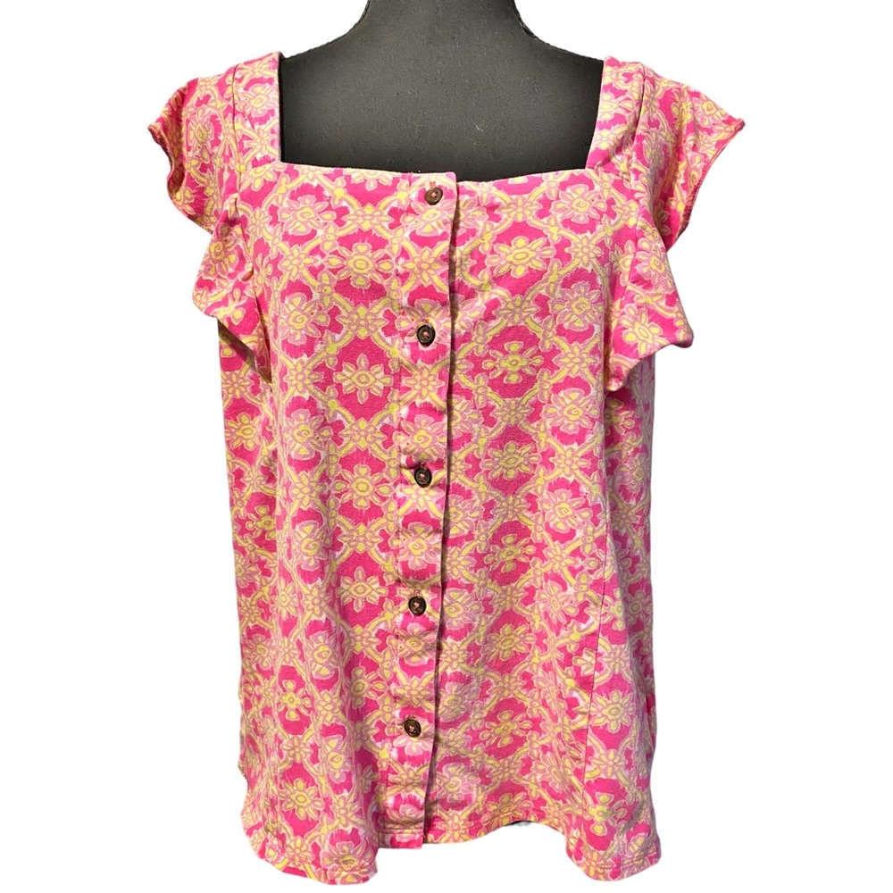 STELLA PARKER ☆ Sleeveless Button Up Knit Top ☆ Size Large